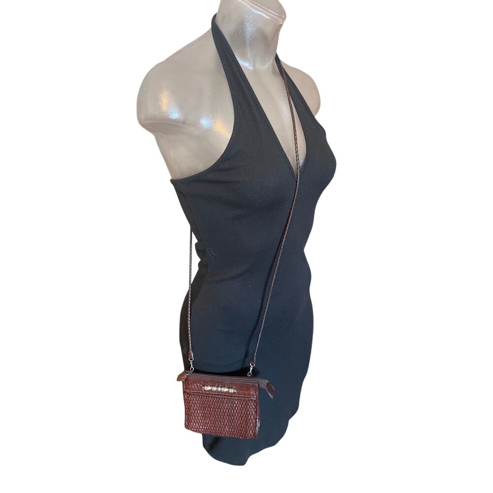 BRIGHTON Mini Micro Crossbody Bag / Purse Woven Leather